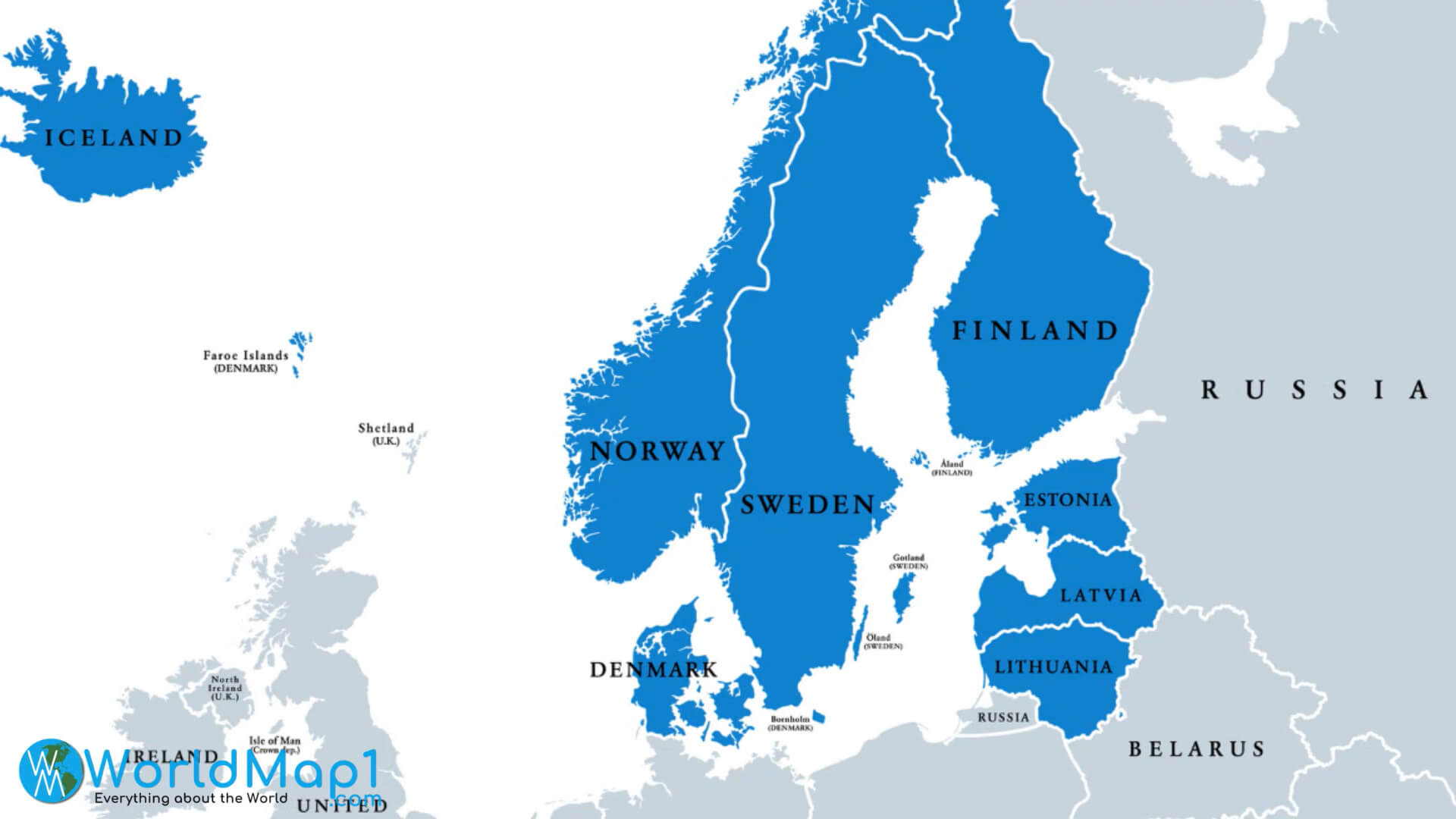 Scandinavian and Baltic Countries Map with Latvia